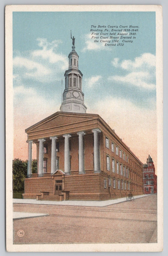 Berks County Court House Reading Pennsylvania PA Postcard WB