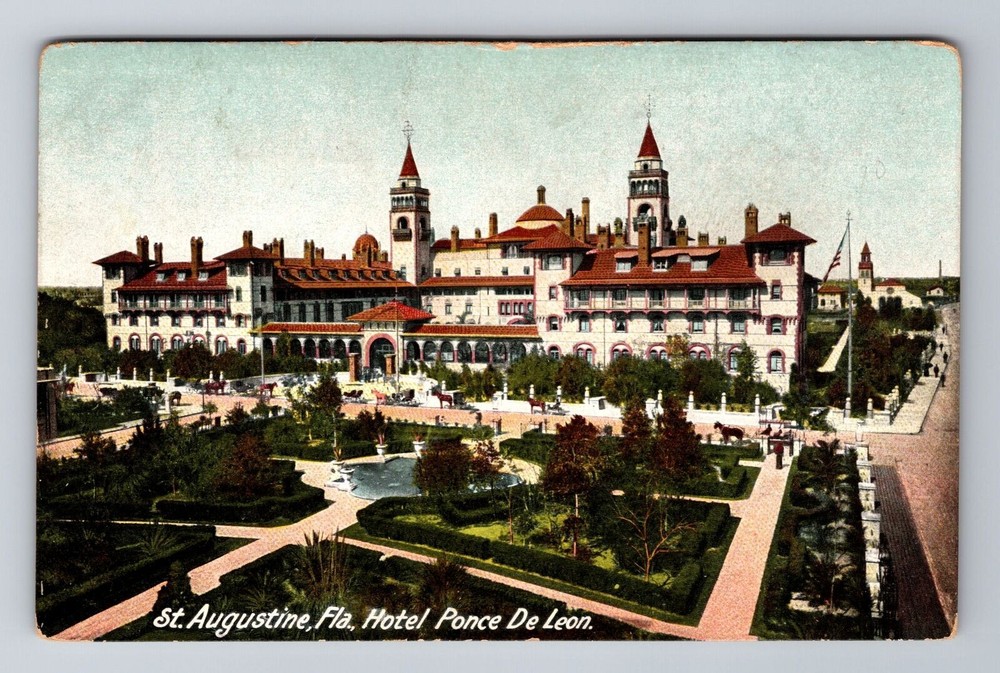 St Augustine FL-Florida, Hotel Ponce De Leon, Advertising, Vintage Postcard