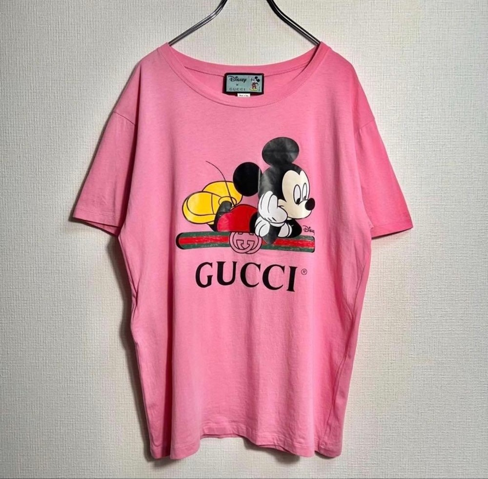 GUCCI x Disney Cotton T-shirt Pink Mickey Mouse - Size Men's M - from japan
