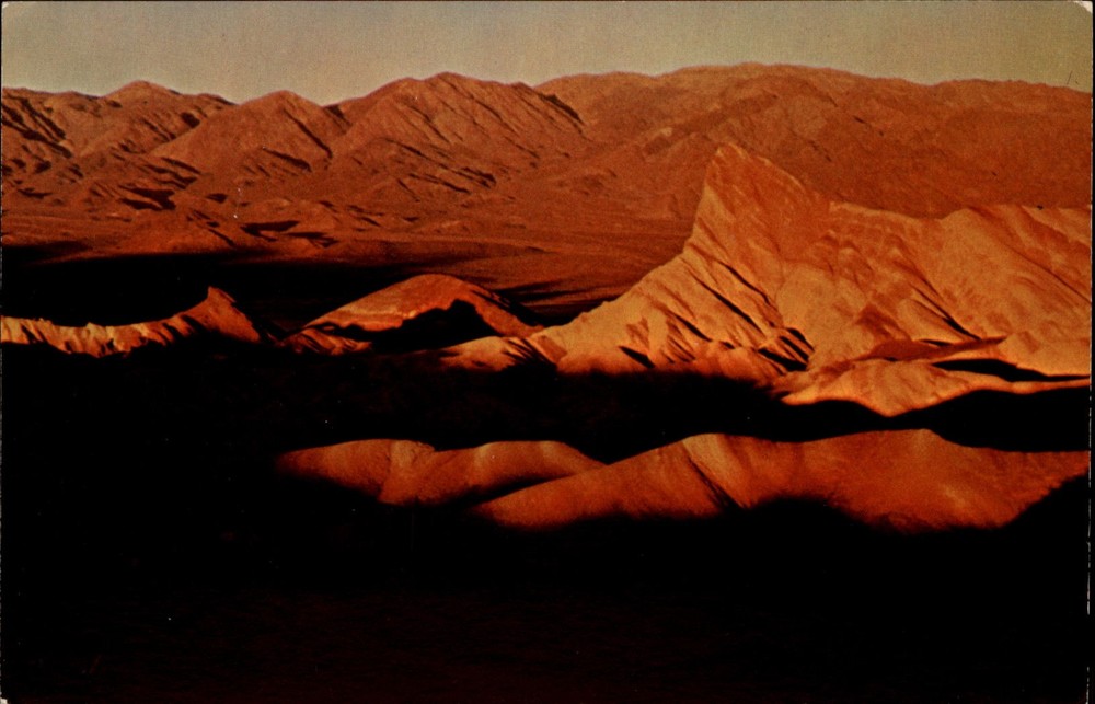 Sunrise Zabriskie Point Death Valley National Monument vintage postcard w524