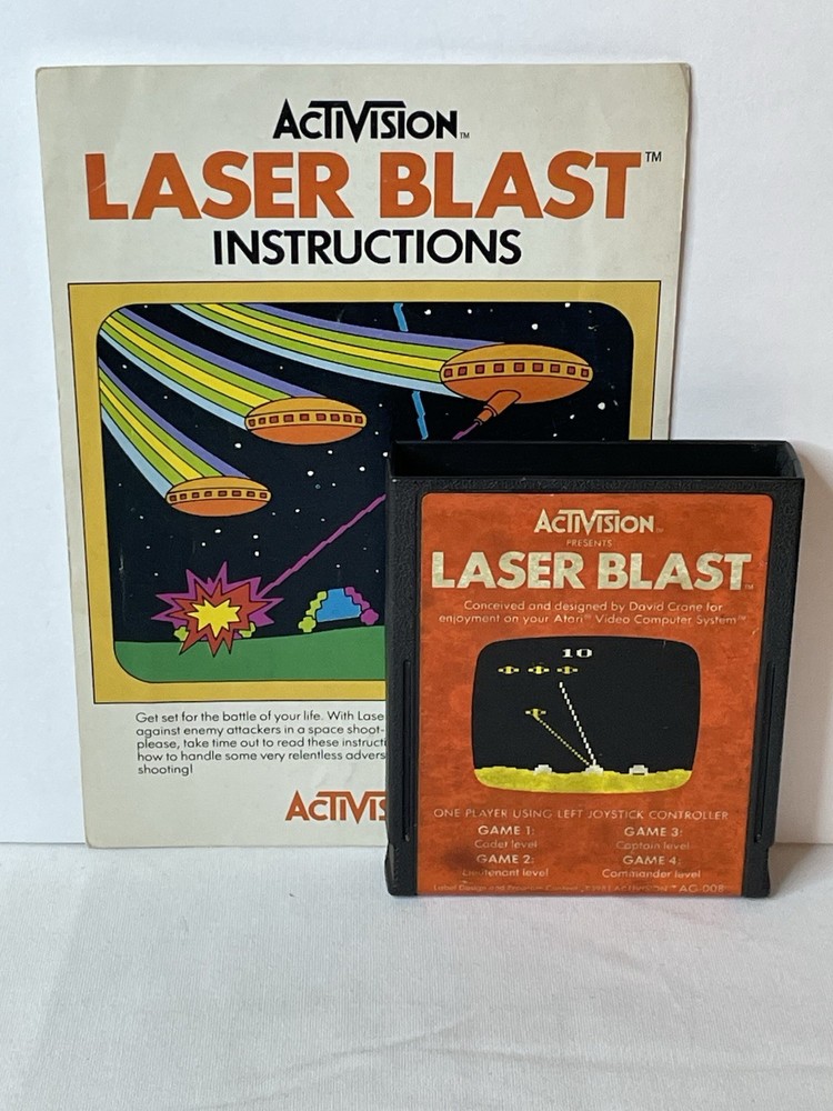 Laser Blast (Atari 2600, 1981) Activision Cartridge & Manual Cleaned Tested