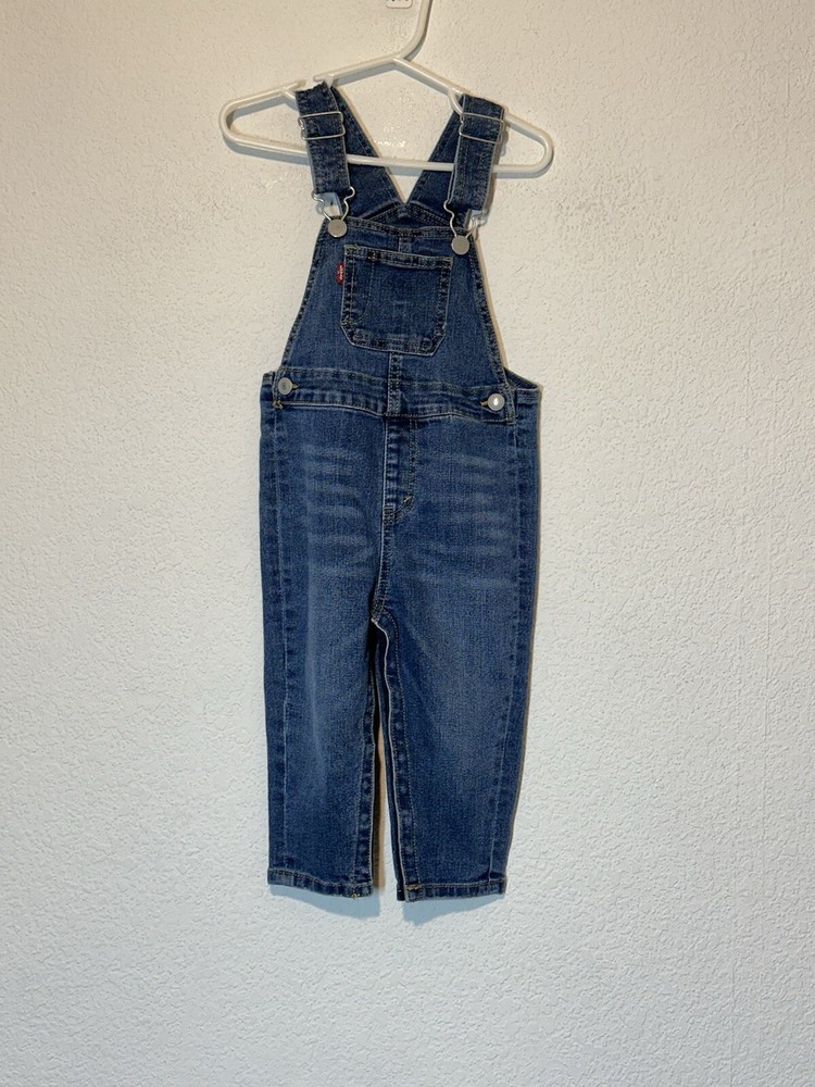 Levis  Size 24 Months Baby Toddler Blue Denim Jean Overalls Bibs