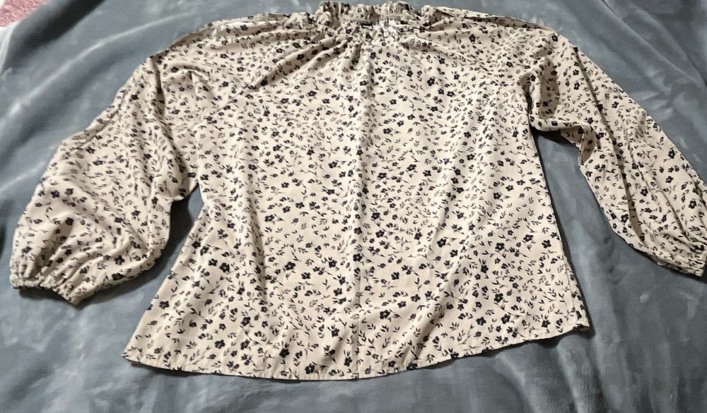 SHEIN Women's Floral Off-Shoulder Smocked Long Sleeve Peasant Blouse L
