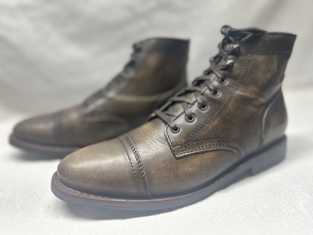 Handmade Brown Leather Cap Toe Dress Boots for Men Size 8.5 US Thursday Everyday Wear