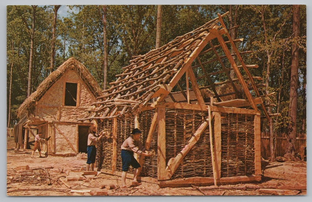 Theme Park & Expo~James Fort Under Construction Jamestown Park~Vintage Postcard