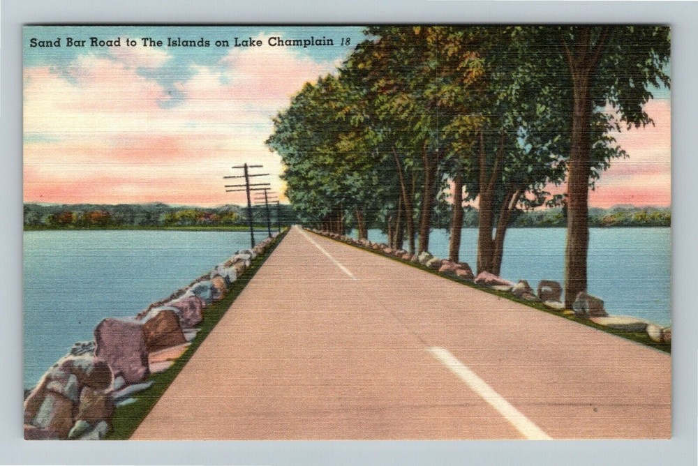 VT-Vermont, Sand Bar Road, The Islands, Lake Champlain Vintage Postcard