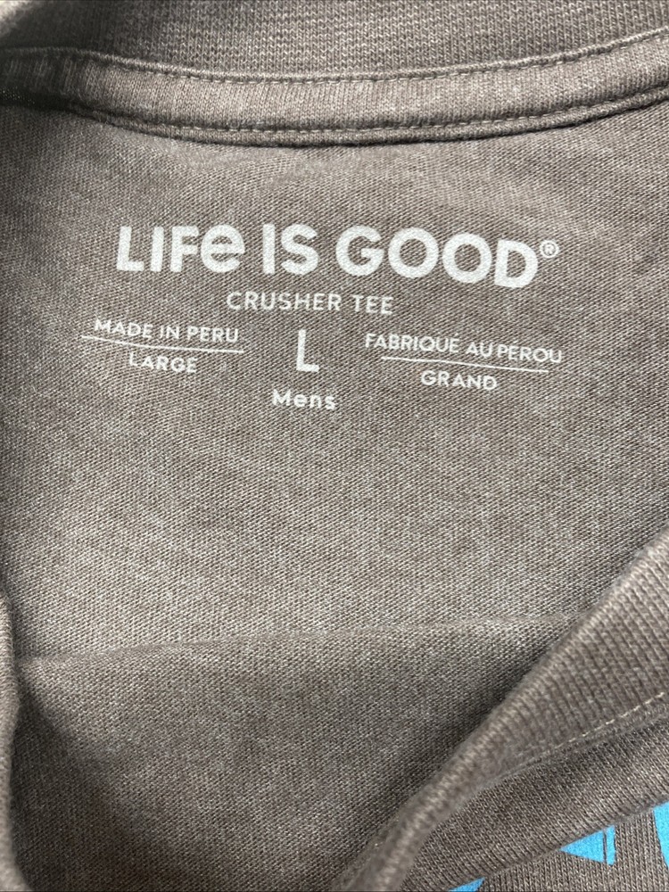 Life Is Good Crusher Tee Men's L Brown Music Graphic Short Sleeve T Shirt