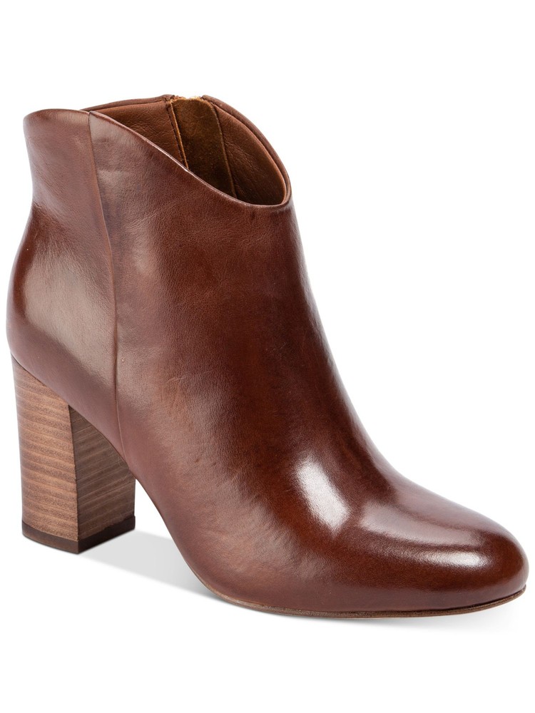 LUCCA Womens Brown Padded Alyce Almond Toe Block Heel Leather Booties 11 M