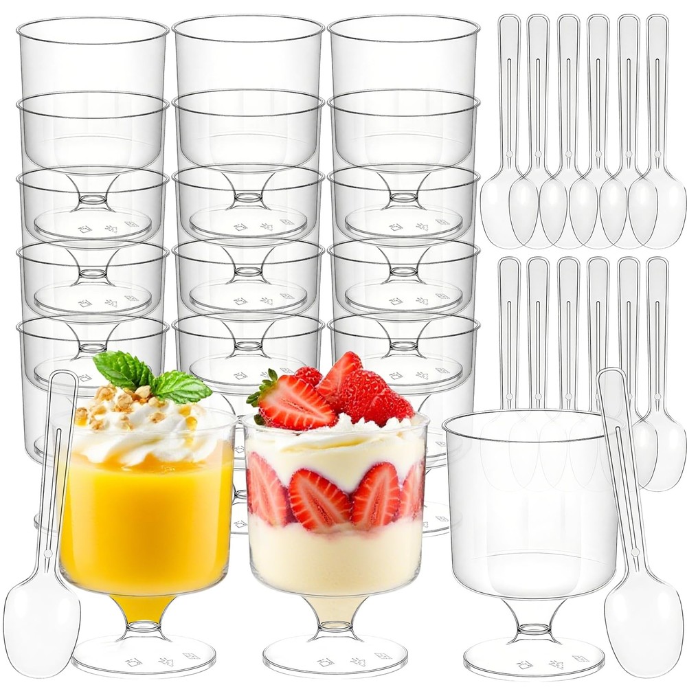 120 Pcs Mini Dessert Cups with Spoons 60 Pcs 5 OZ Small Clear Plastic Dessert...