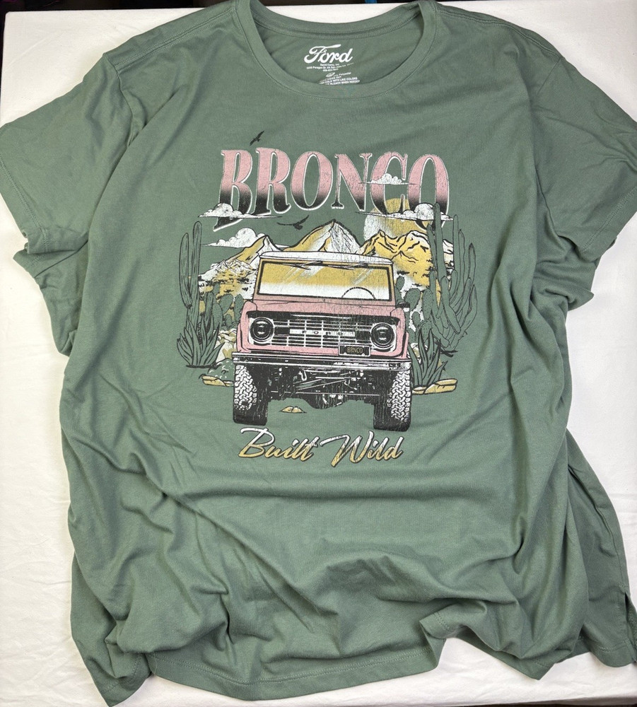 Ford Bronco Built Wild Green Graphic T-Shirt Men's 3X Short Sleeve
