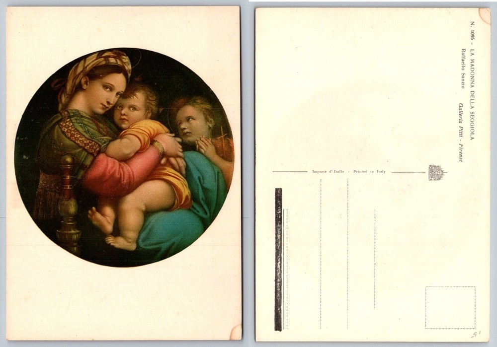 Raphael Madonna della Seggiola Art Postcard Florence Pitti Gallery Italy Vintage