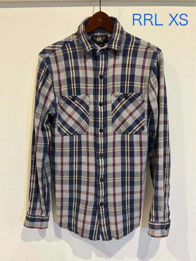 RRL Double RL Check Flannel Shirt Vintage Pattern XS Ralph Lauren Menâs _#583
