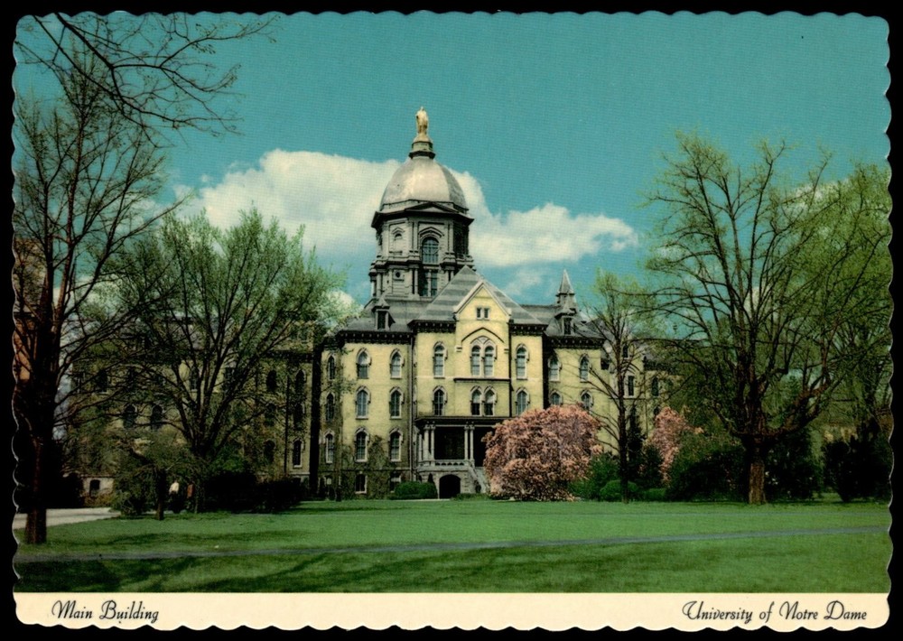 Notre Dame Main Building Gold Dome Vintage Postcard Indiana University View