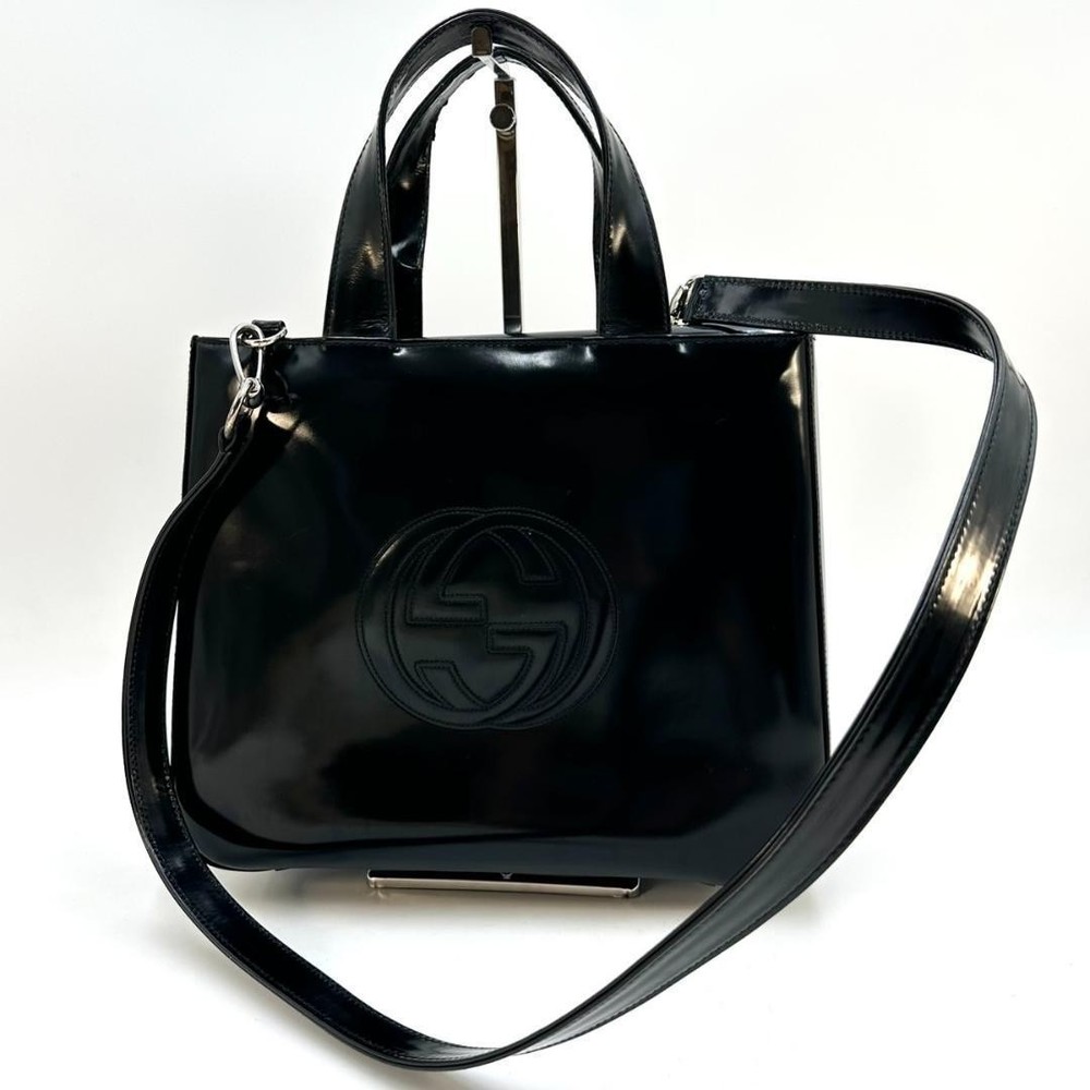 GUCCI Black PVC 2-Way Tote Bag Authentic G06111539 Handbag