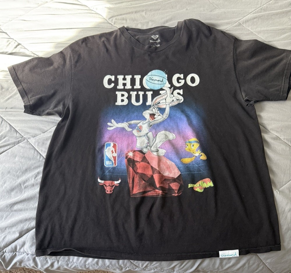Diamond Supply Co Bugs Bunny Chicago Bulls Space Jam Graphic T Shirt XL