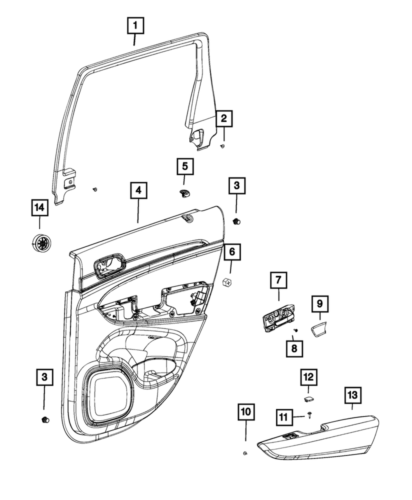 Genuine Mopar Rear Door Trim Panel Left 6UM201X9AB