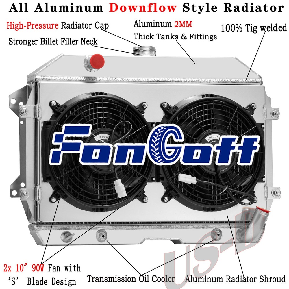 3 Row Radiator Shroud Fan for 1970-73 Datsun 240z 2.4L 1974 Datsun 260z 2.6L AT