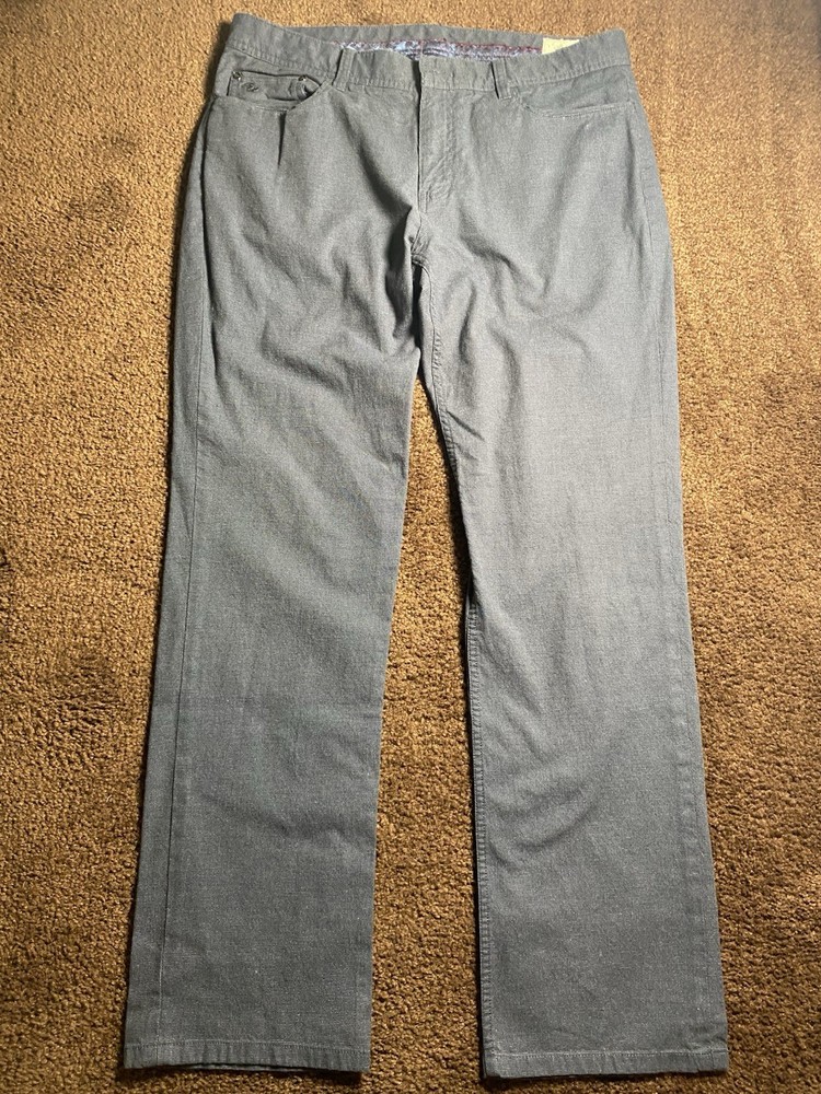 English Laundry Brixton Pants Men's 34x32 Gray Straight 5-Pocket Stretch Chino