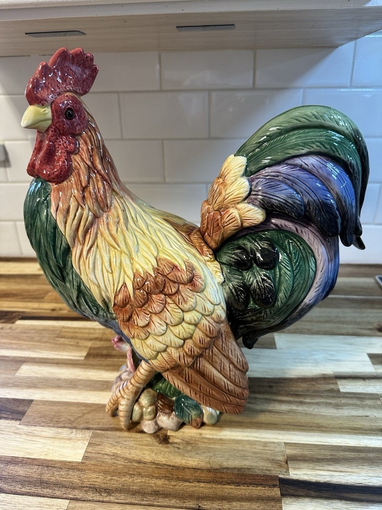 Fitz & Floyd Lg. Ceramic Rooster Coq Du Village Country Classic Cottage French