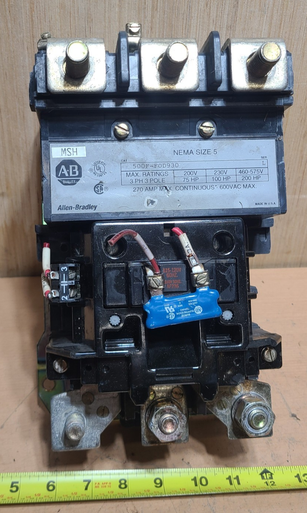 Allen-Bradley 500F-FOD930 NEMA Size 5 270A 3-Phase Magnetic Motor Contactor