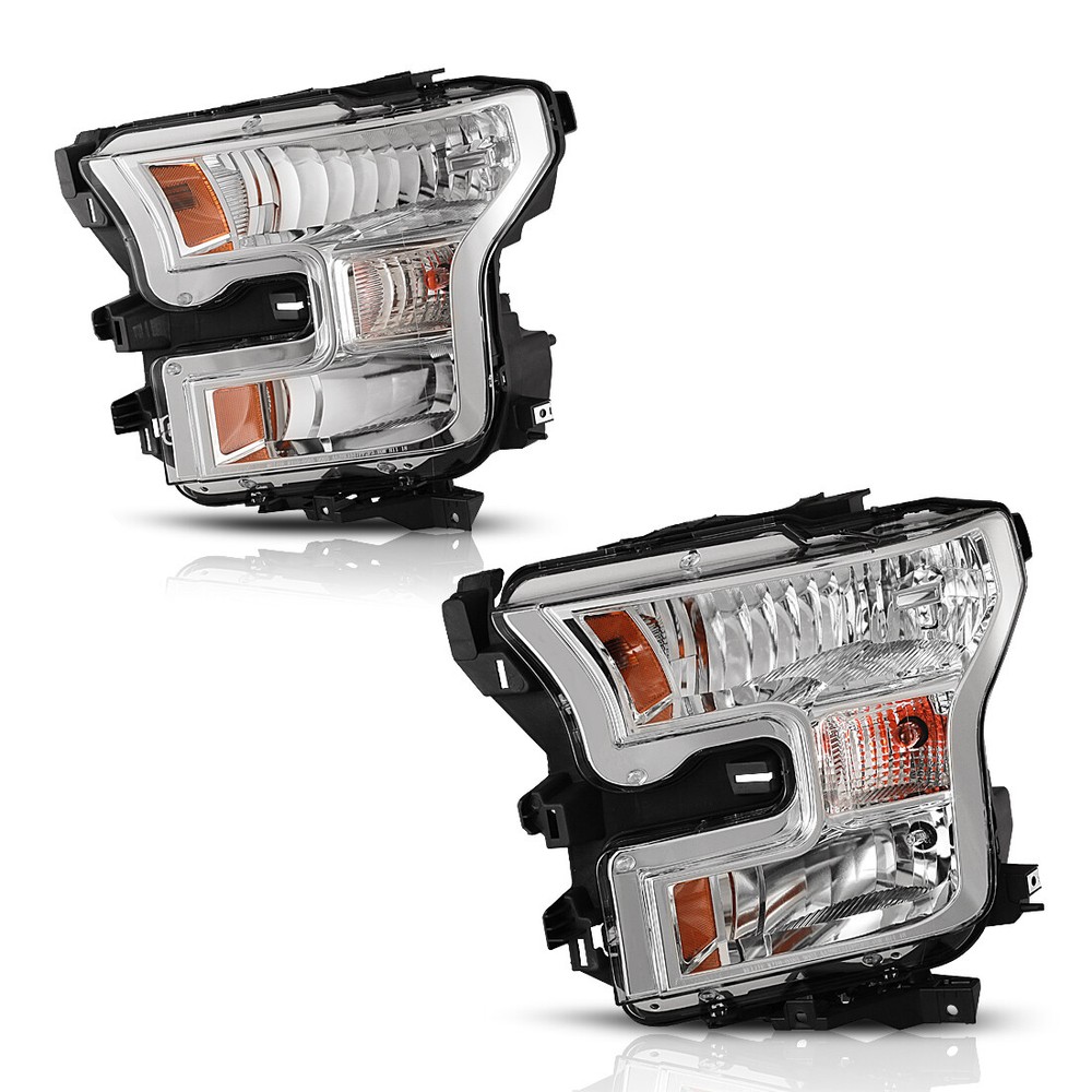 Fit FOR 2015 2017 Ford F150 F-150 Clear LENS Halogen Type Headlights Replacement