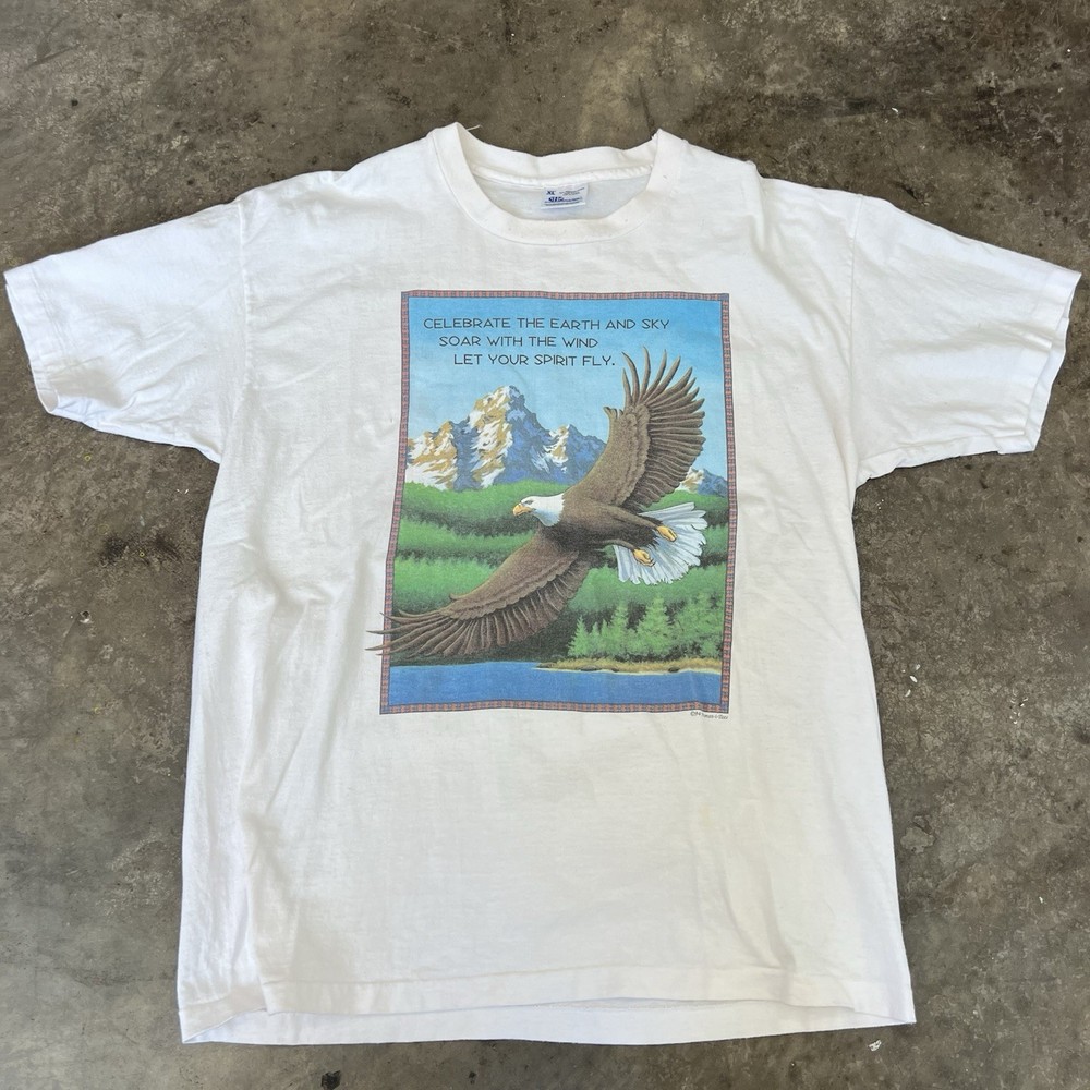Vintage 90S Eagle Single Stitch T-Shirt Xl Distressed Retro Vtg Nature