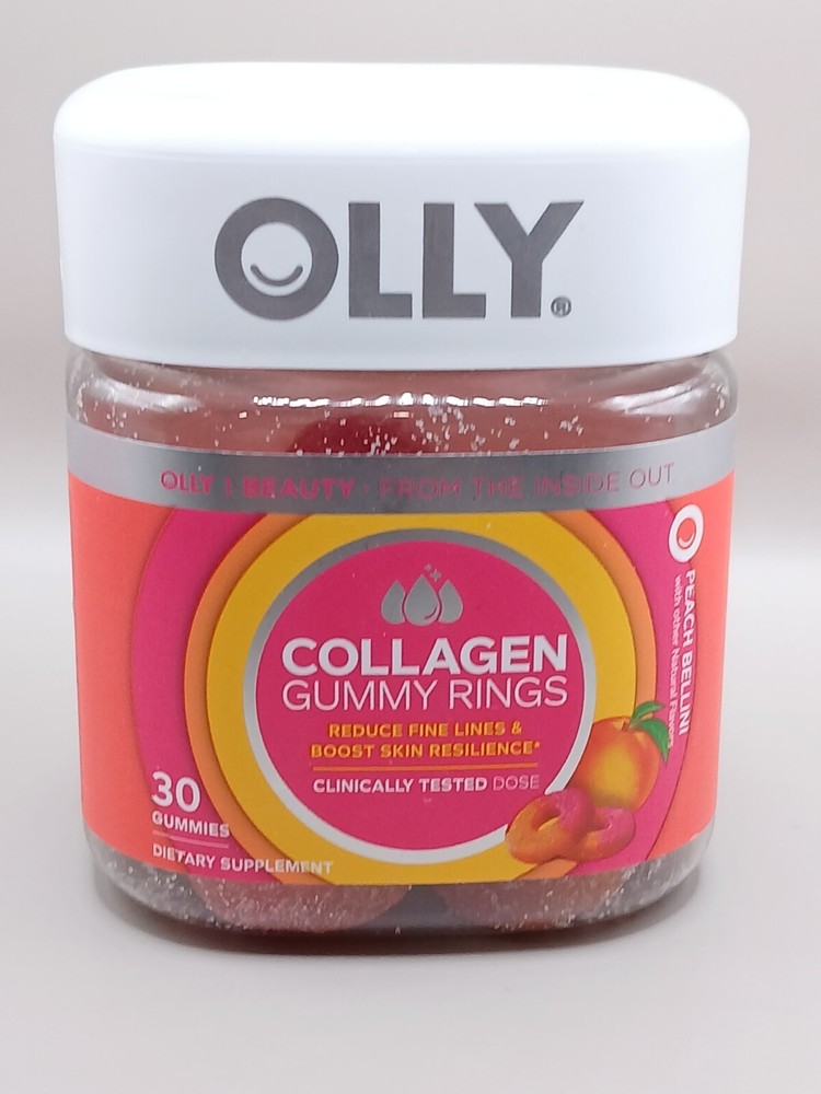 Olly Collagen Gummy Rings Nail Hair Skin Support-Peach Flavor, 30 Gummies, 1/26