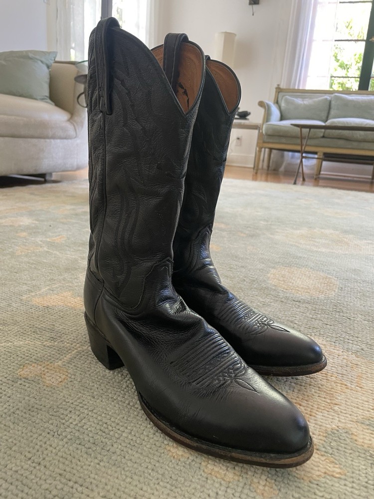 Lucchese 2000 Series Cowboy Boots Men’s 10.5  Black Leather Western