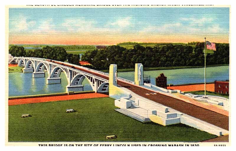 Postcard BRIDGE SCENE Vincennes Indiana IN m/09 AR7478