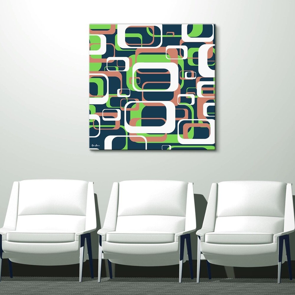 Ready2HangArt 'Geometric Study XIV' Canvas Wall Art Green 30
