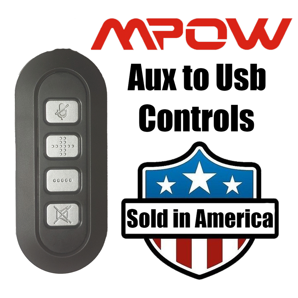 MPOW AUX to USB Adapter with Inline Controls for Mute, Volume & Mic Toggle