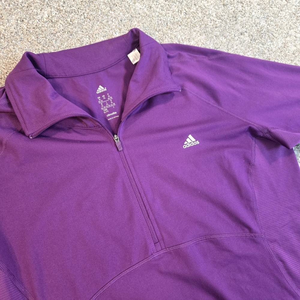 Adidas Climalite 1/4 Zip Track Jacket Womens Size XL Purple Running Athletic