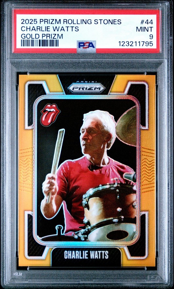 2025 Panini Prizm The Rolling Stones Charlie Watts Gold #'d /10 PSA 9! 🔥 🔥