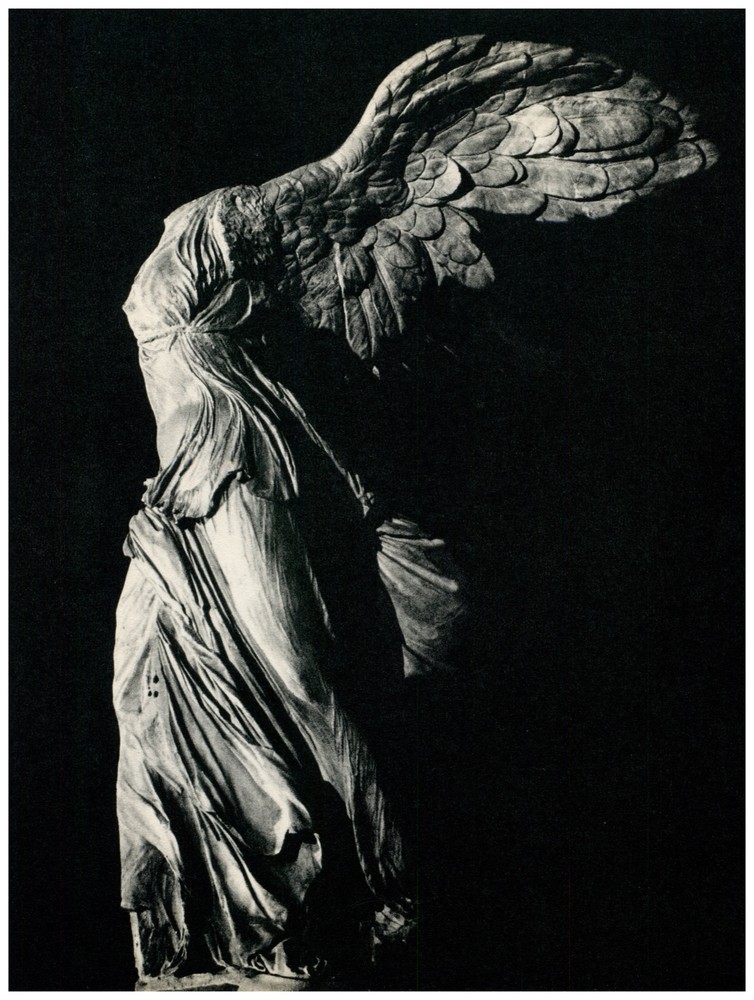 5517.Decoration Poster.Room design.Headless statue of woman with wings.Greek.B&W