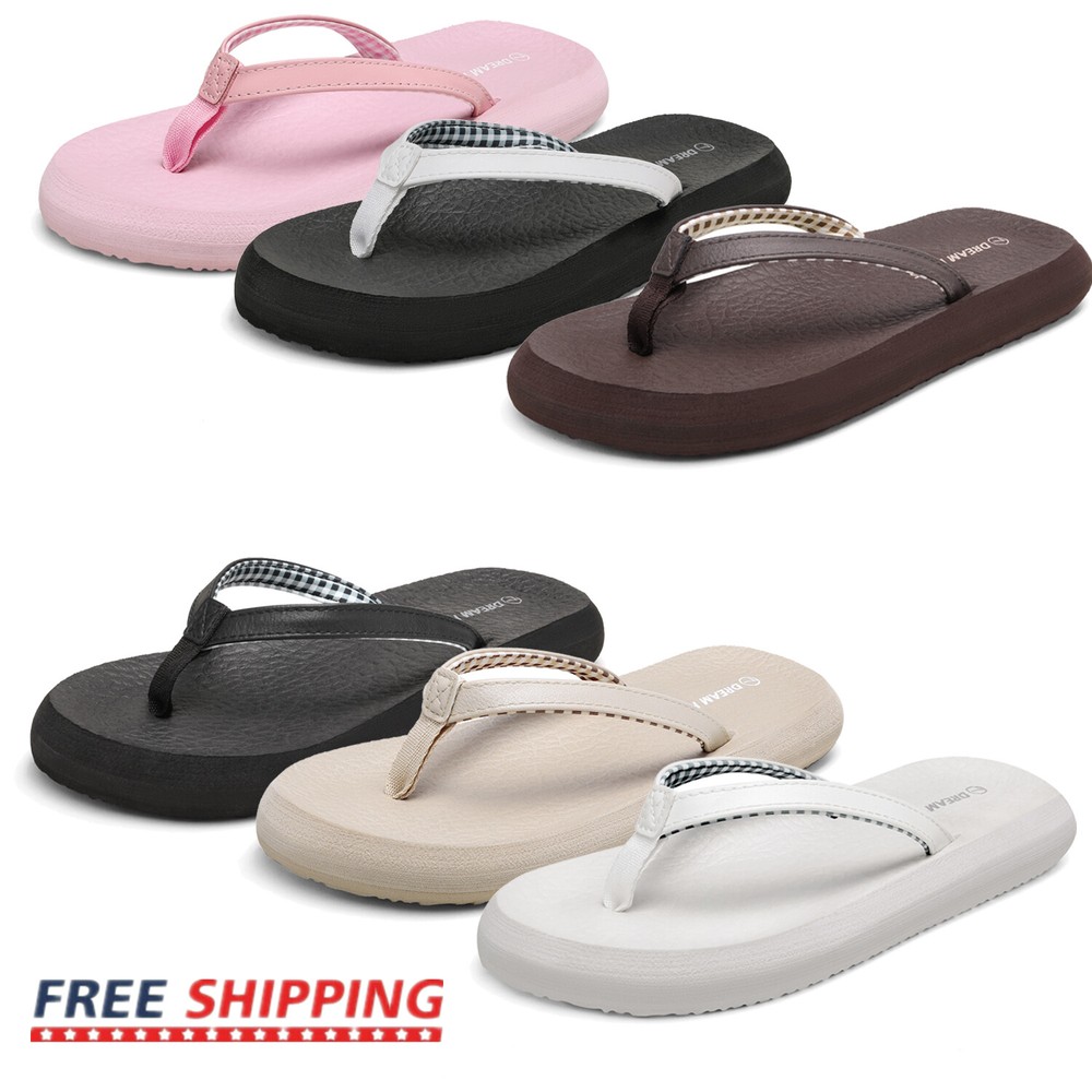 Women Thong Flip Flops Arch Support Soft Cushion Lightweight Beach Sandals