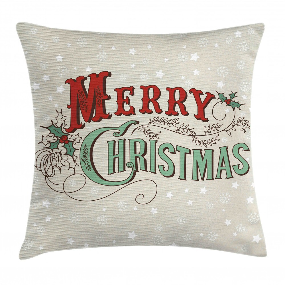 Christmas Star Snowflake Retro Cushion Cover, 24-Inch Square Pillow Case