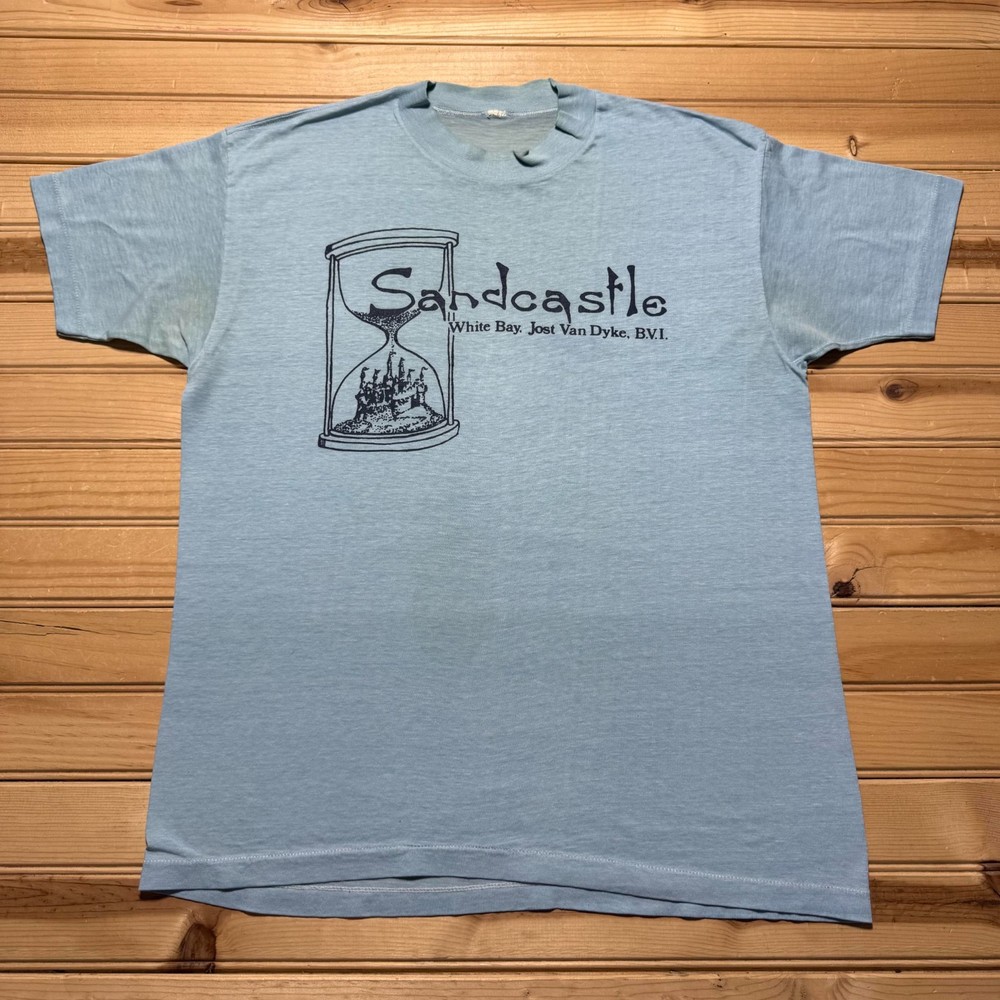Vintage 90s Sandcastle White Bay Jost Van Dyke BVI Single Stitch T-Shirt - Large