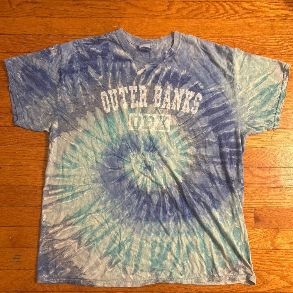 Outer Banks OBX Tie Dye Blue Short Sleeve Shirt Size XL