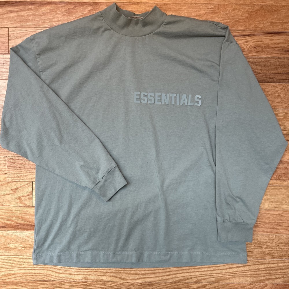 Fear of God Essentials Long Sleeve Teal Spell Out Oversized Tee Large FOG