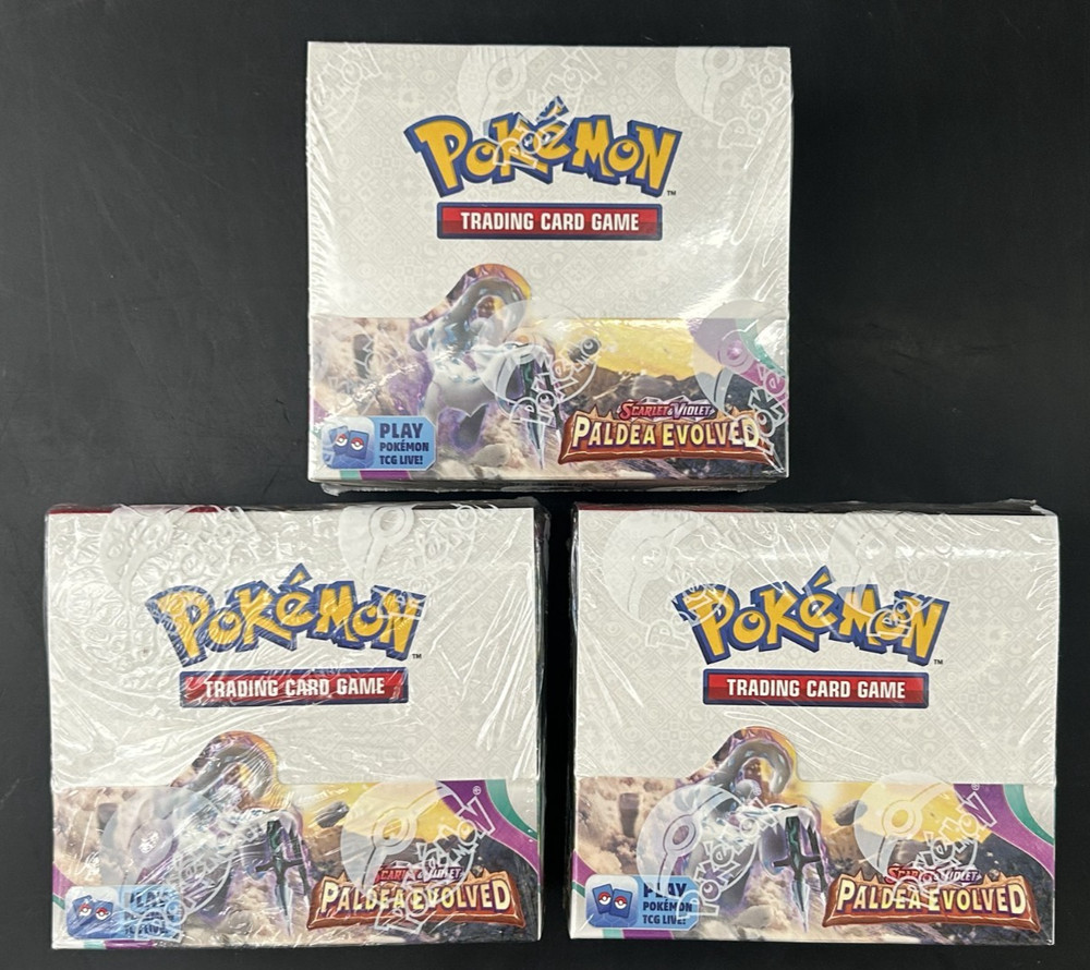 LOT of (3) Pokemon Scarlet & Violet Paldea Evolved Factory Sealed Booster BoxesPROBSTEIN is actively accepting consignments !!
