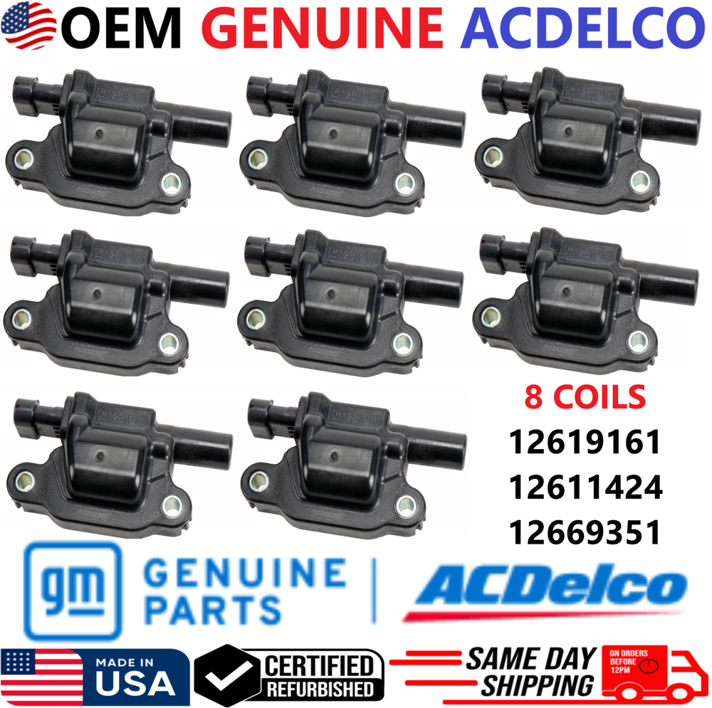 GENUINE ACDELCO x8 Ignition Coils For 2005-2016 Cadillac GMC Chevrolet, 12619161