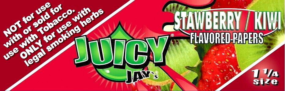 Juicy Jay's 1 1/4 Rolling Papers Strawberry Kiwi Flavored  USA SHPD Best Price!