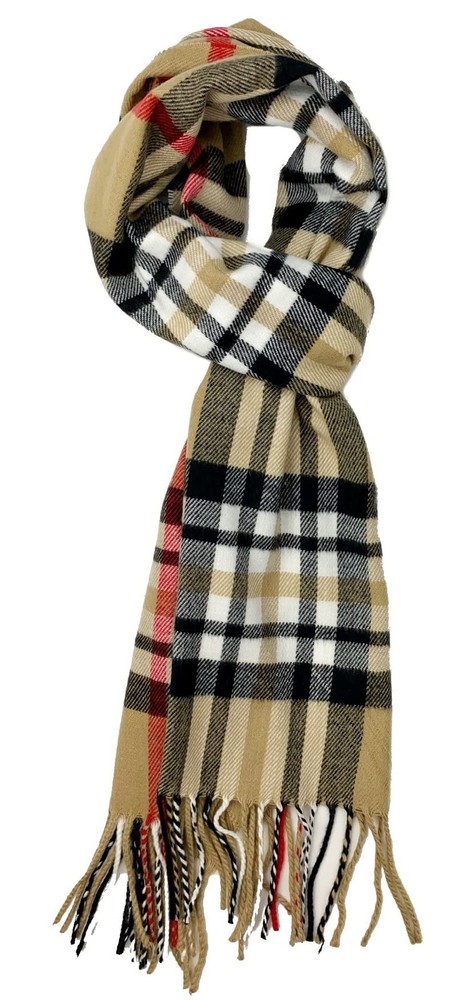 Plaid Check Solid Cashmere Winter Scarf Warm Soft Cold Weather Wrap