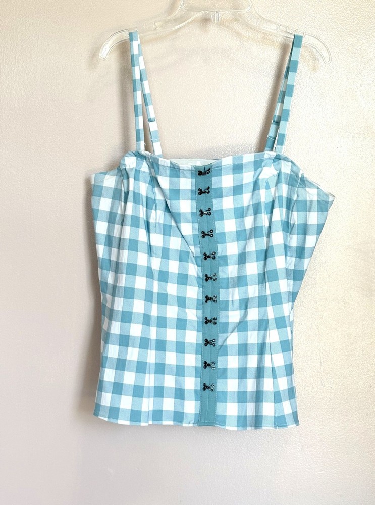 Torrid Size 2X Blue & White Corset Inspired Sun Top w/ Removable Straps.