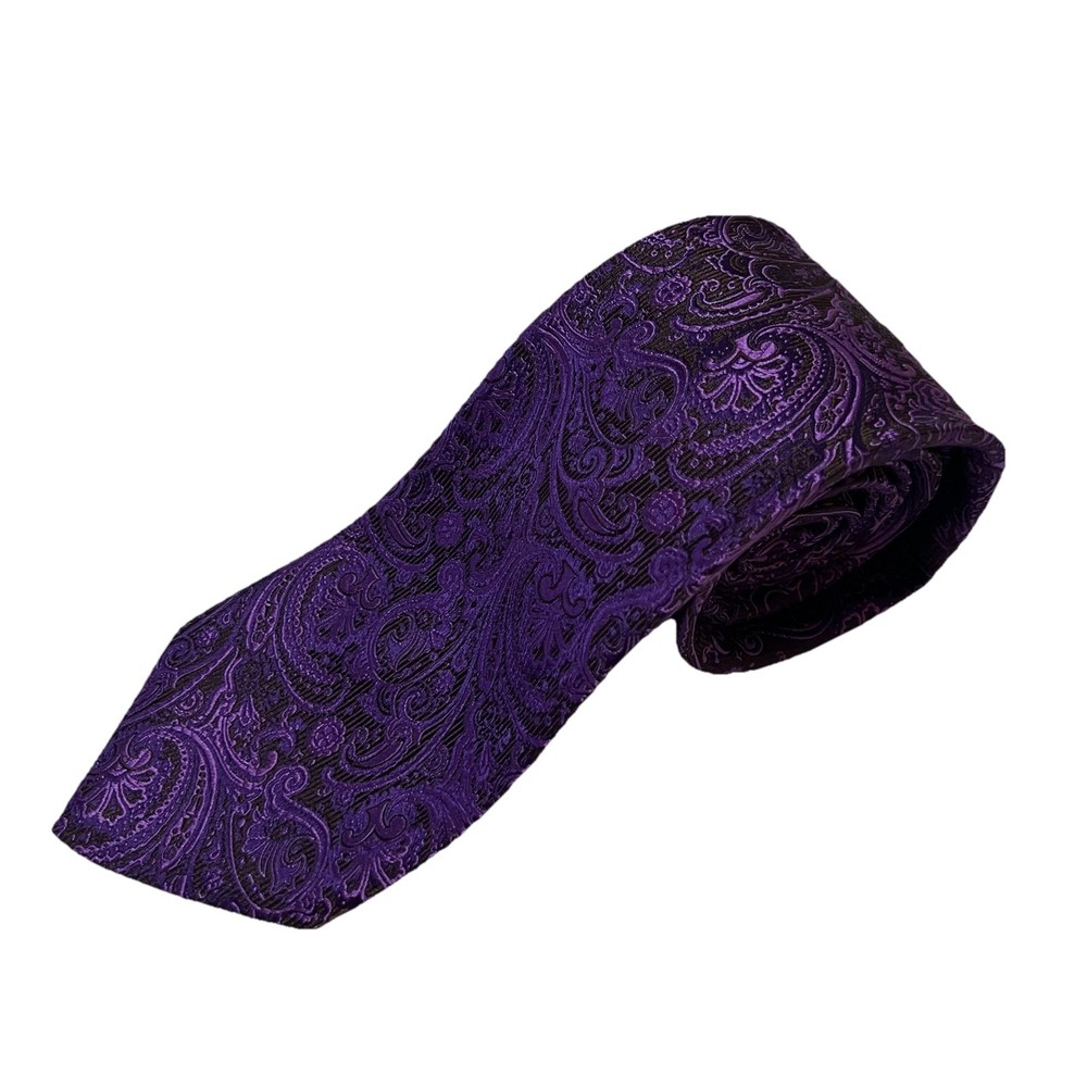 Paul Stuart Men's 100% Silk Designer Luxury Paisley Necktie Handmade In England