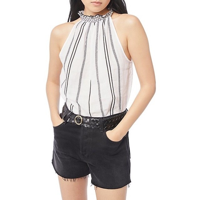 FRAME Embroidered Striped Halter Top Size Medium