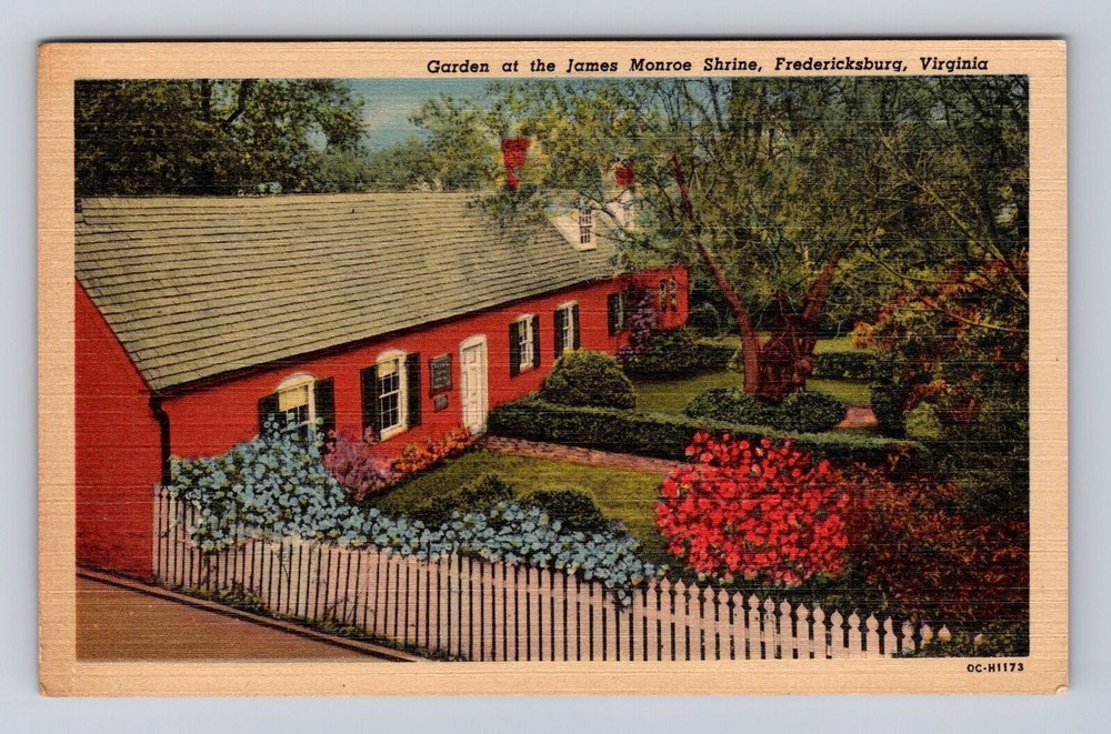 Fredericksburg VA-Virginia, James Monroe Shrine Garden, Antique Vintage Postcard