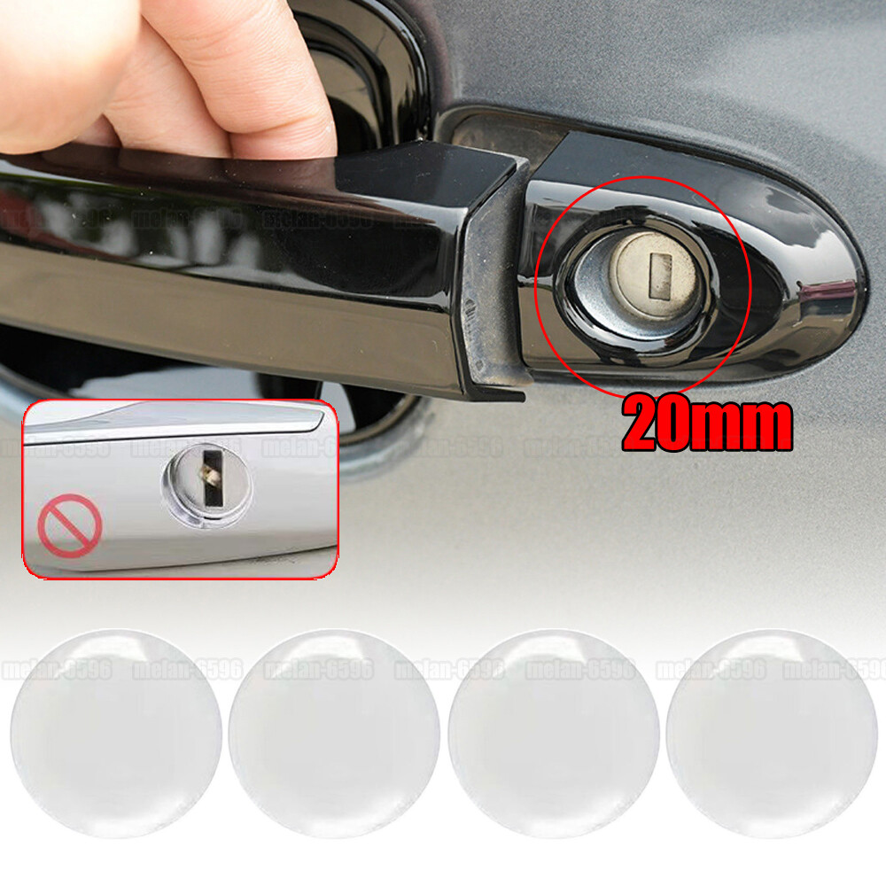 4pcs White Car Door Lock Keyhole Protector Cover Cap Sticker Trim Accessories