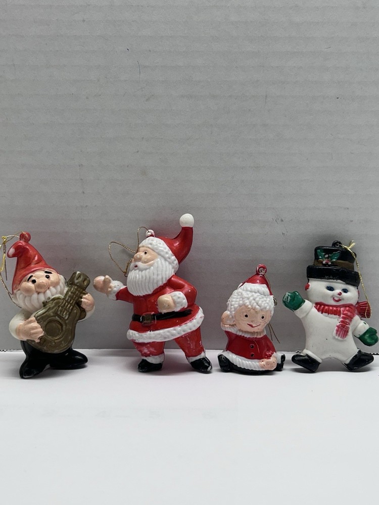 Vintage Hong Kong Christmas Miniature Blow Mold Ornaments Lot Of 4