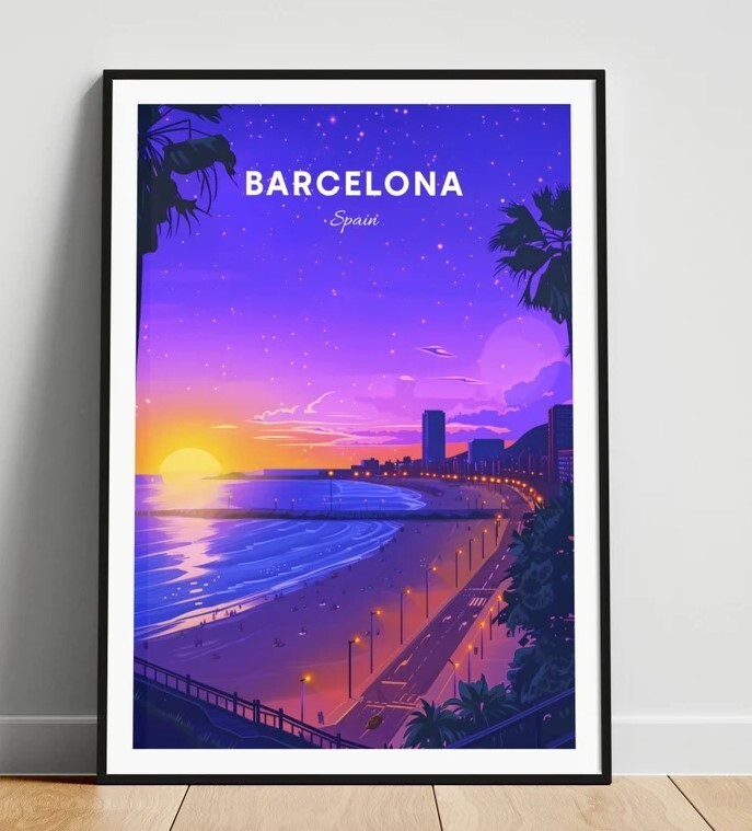 Barcelona travel print - Spain wall art, Barcelona poster, Catalonia poster